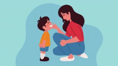 Anne ve oğul karakterleri animasyonu