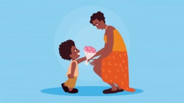 Oğul karakterli afro anne animasyon