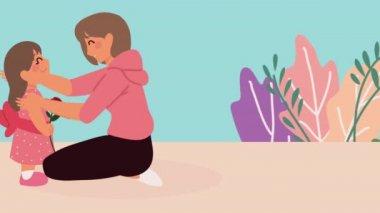 Anne ve kızı kampta.