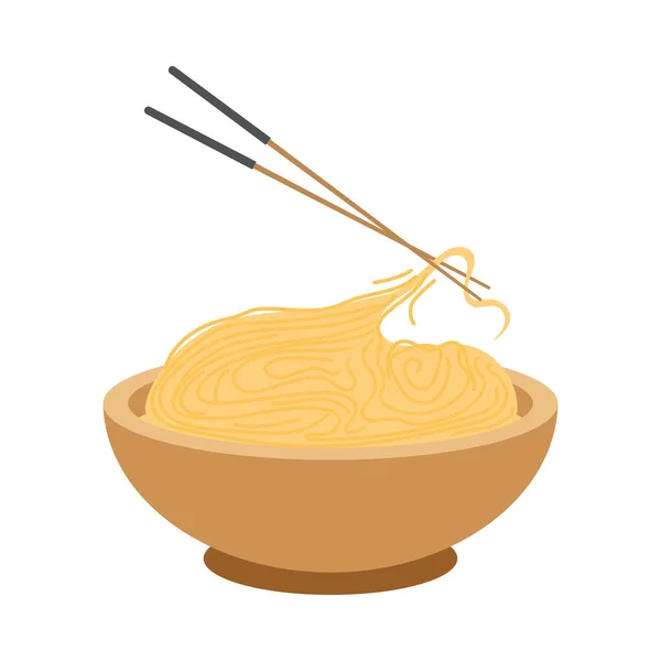 Японская лапша и палочки для еды — стоковый вектор