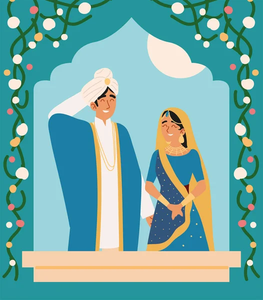 Hindu wedding couple — Stock Vector