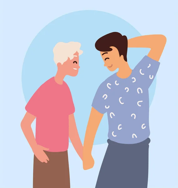 Gay couple holding hands — Stock Vector
