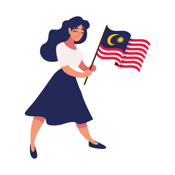 Wanita dengan bendera malaysia - Stok Vektor