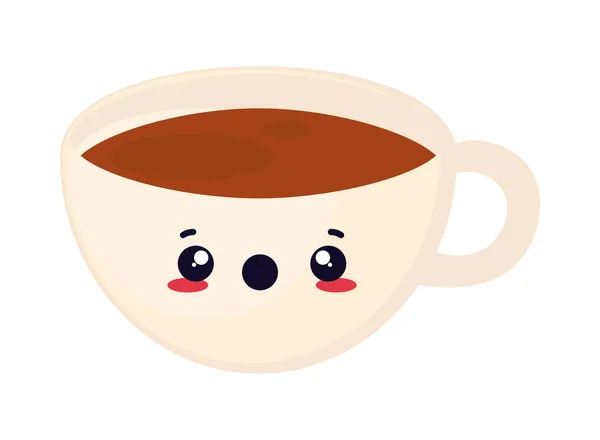 Cup of coffee kawaii — Vector de stock