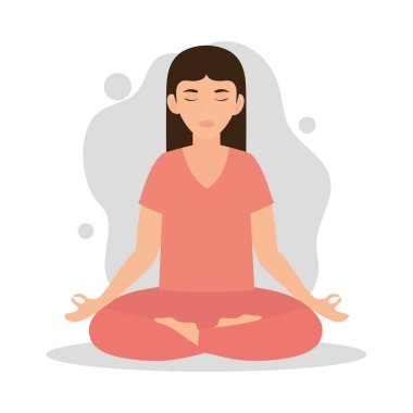 Kadın meditasyon yoga yapıyor.