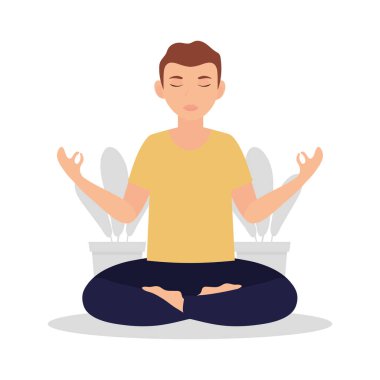 Young meditasyon yogası yapıyor.