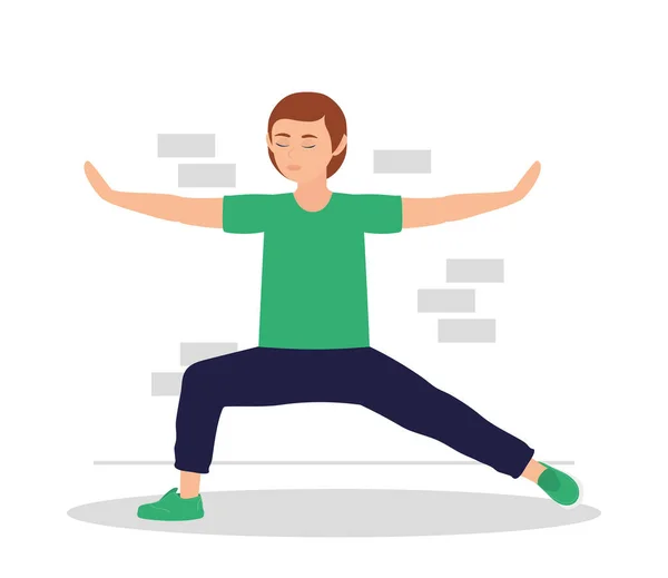 Boy in yoga gesture — Stock Vector