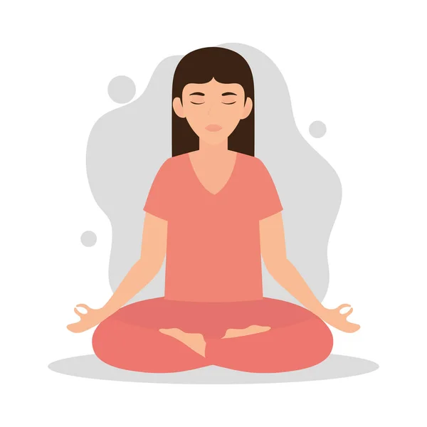 瞑想ヨガをしている女性 — ストックベクタ