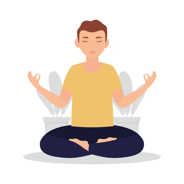 Young doing meditation yoga — Vector de stock