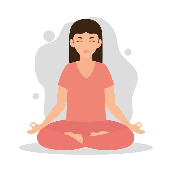 Woman practicing meditation yoga — стоковая иллюстрация Woman practicing meditation yoga Лицензионные Стоковые Векторы