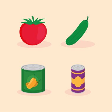 Konserve yiyecek ve sebze.