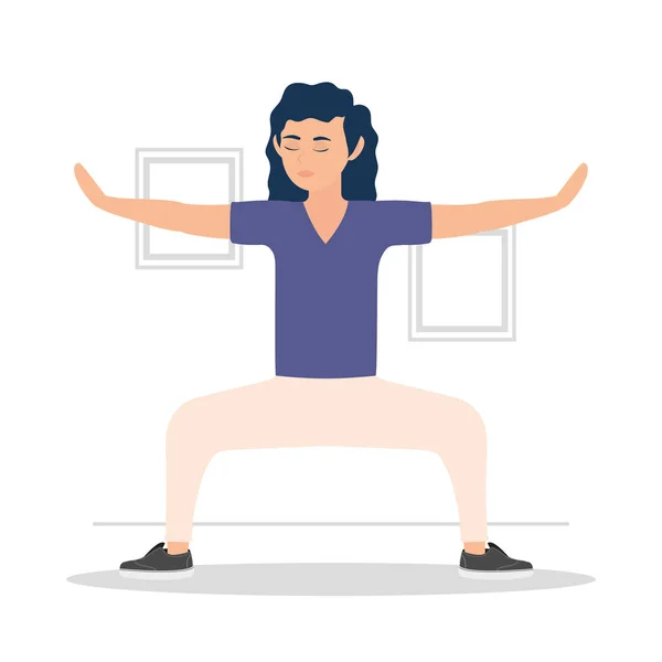 Chica practicando yoga — Vector de stock