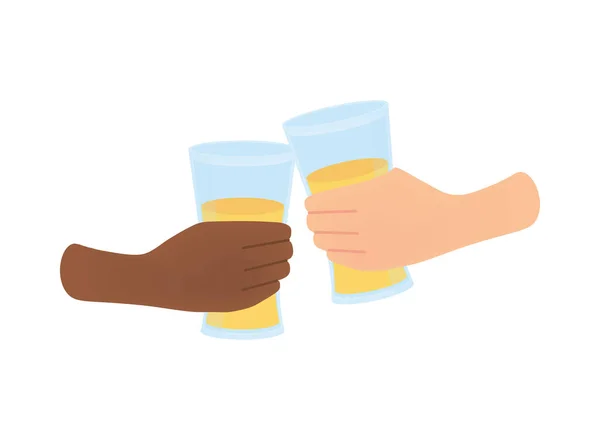 Тост руки с пивом — стоковый вектор