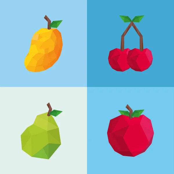 Σετ χαμηλή πολυ φρούτων — Διανυσματικό Αρχείο
