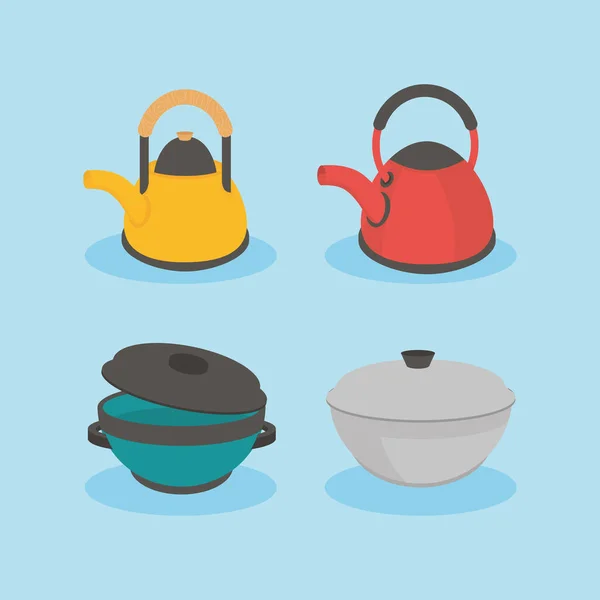 Kettle and pots — стоковый вектор