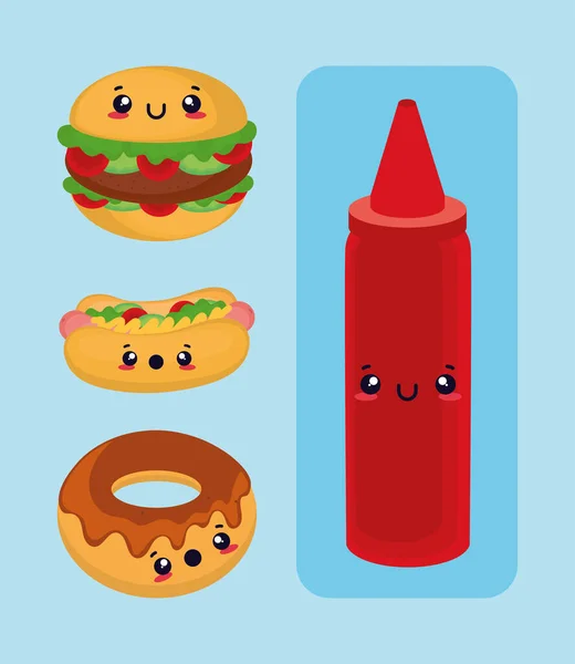 Fast food kawaii — Stockvector