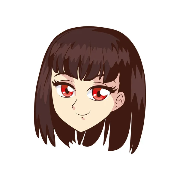 Anime cara chica — Vector de stock