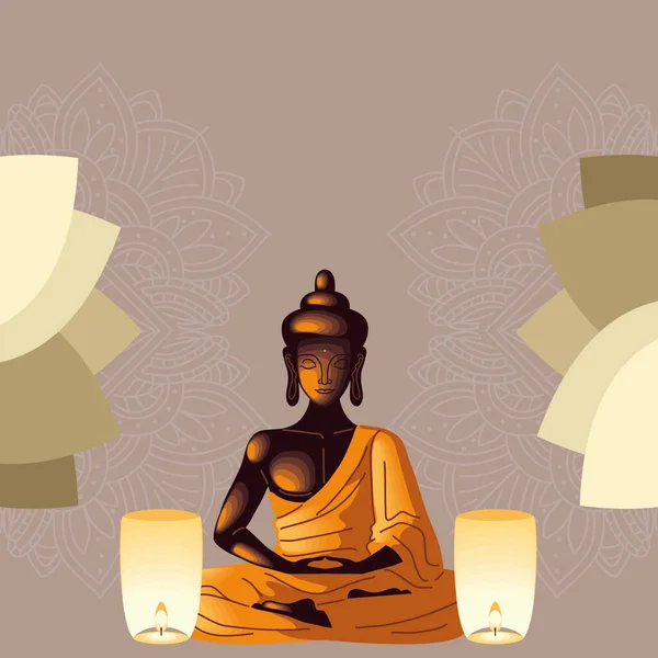 Vesak buddah sculptuur — Stockvector