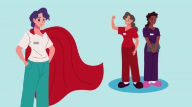 üç kadın hemşire karakter.