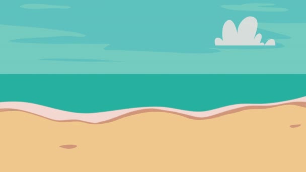 Beach landscape summer season animation — Vídeos de Stock