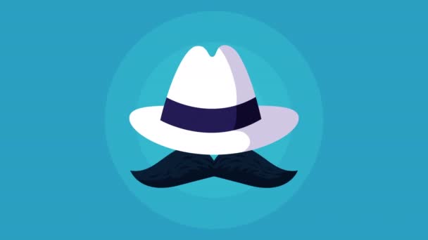 Hat and mustache animation — Vídeo de stock