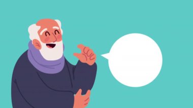 happy grandfather speaking animation