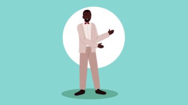 Zarif evli adam afro karakter animasyonu