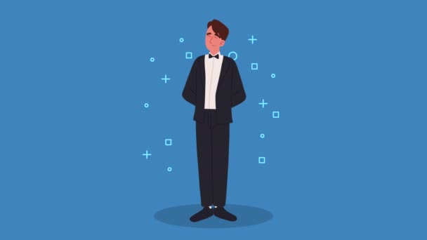 Elegant married man character animation — Vídeo de Stock