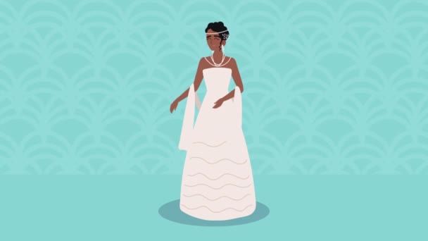 Elegant married woman afro standing characters — ストック動画