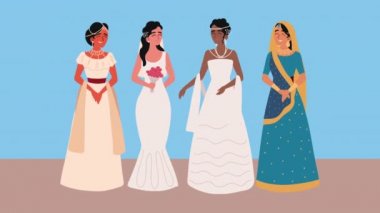 married women elegants characters animation