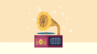 gramofon retro ses canlandırması