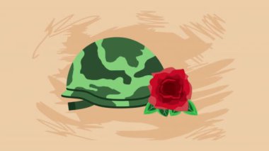 military helmet and rose