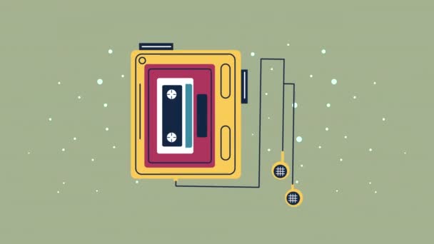 Cassette player portable retro audio — 图库视频影像