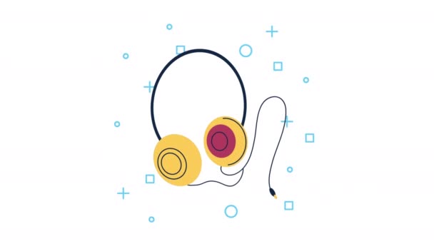 Headphones retro audio animation — Stock Video