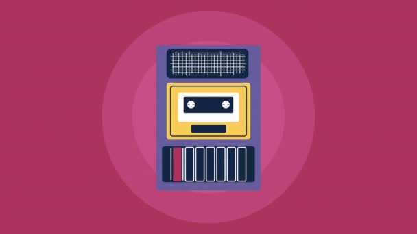 Cassette player retro audio animation — Stockvideo