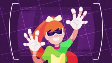 virtual reality user girl animation