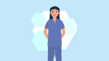 Kadın paramedik doktor karakter animasyonu