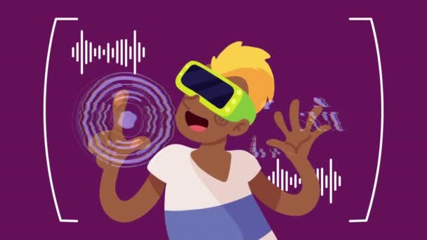 Animasi virtual reality user boy — Stok Video