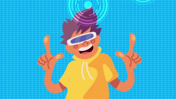Virtual reality user boy animation – stockvideo