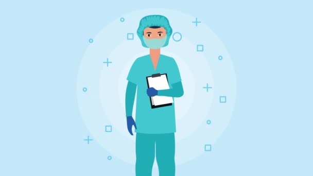 Medical surgeon doctor character animation — Wideo stockowe