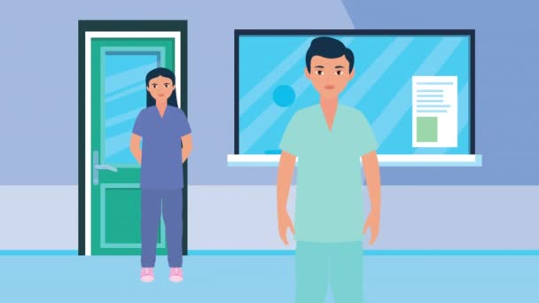 Médecins couple personnages animation — Video