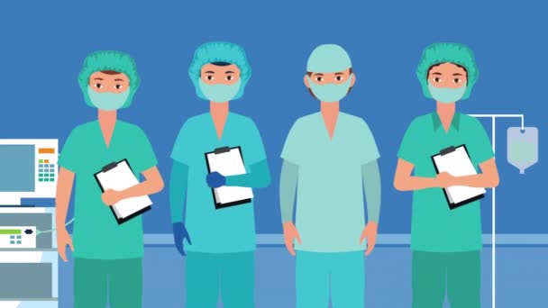 Chirurgové lékaři zaměstnanci animace postav — Stock video