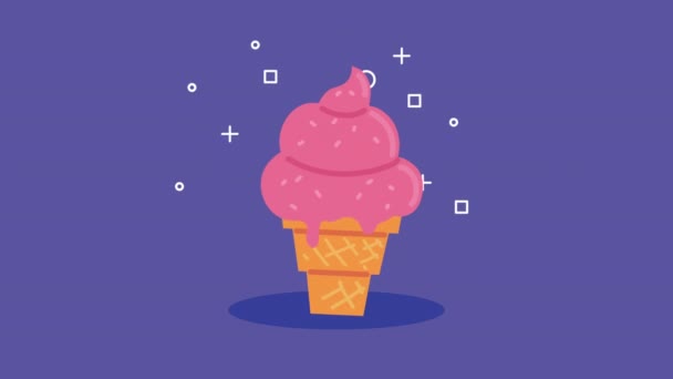 Temporada de verão animação de sorvete — Vídeo de Stock