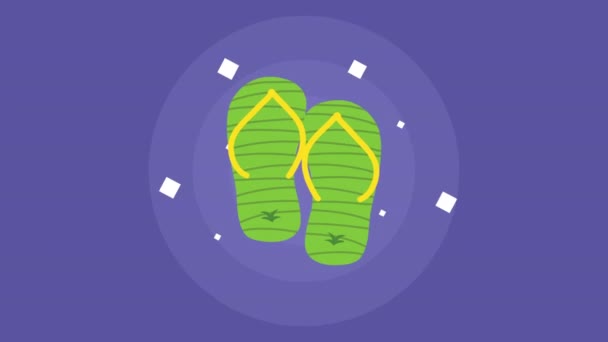 Sommar säsong flip flops animation — Stockvideo