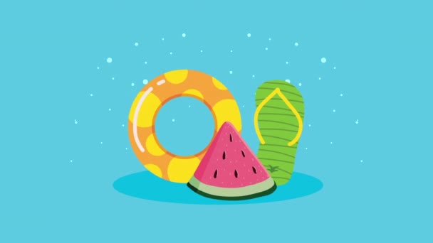 Summer season watermelon and float — 图库视频影像