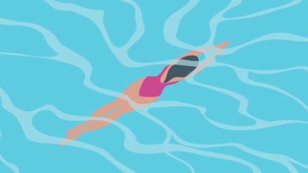 Καλοκαιρινή σεζόν πισίνα airview animation — Αρχείο Βίντεο