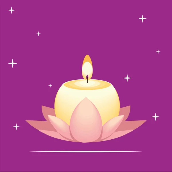 Candle in lotus — Stockvektor
