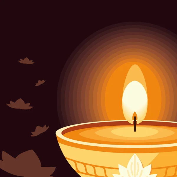 Diya lamp and flowers — Image vectorielle
