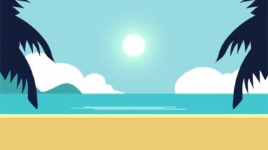 Plaj sahneli yaz animasyonu.