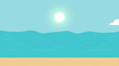 Plaj sahneli yaz animasyonu.